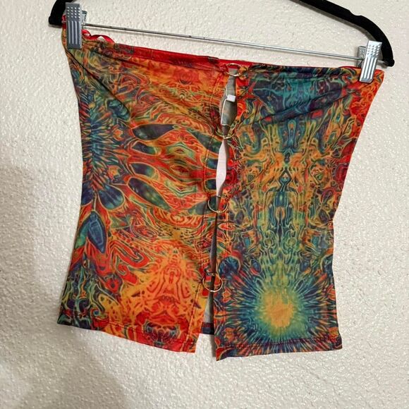 MUSERA Y2K Women's sheer multi color Crop-top size M NWT - Picture 2 of 7